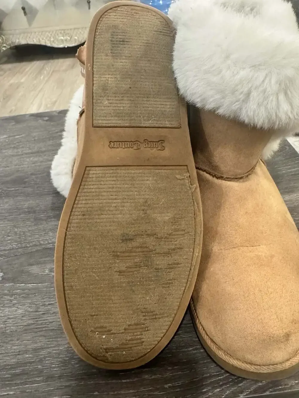 Juicy Couture Faux Fur Ankle Boots Chestnut Brown